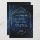 Silver Galaxy Wedding Invitation Kaart (Voorkant / Achterkant)