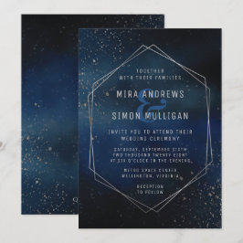 Silver Galaxy Wedding Invitation Kaart