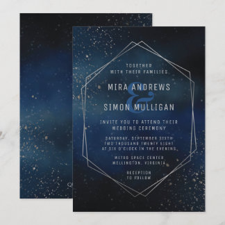 Silver Galaxy Wedding Invitation Kaart