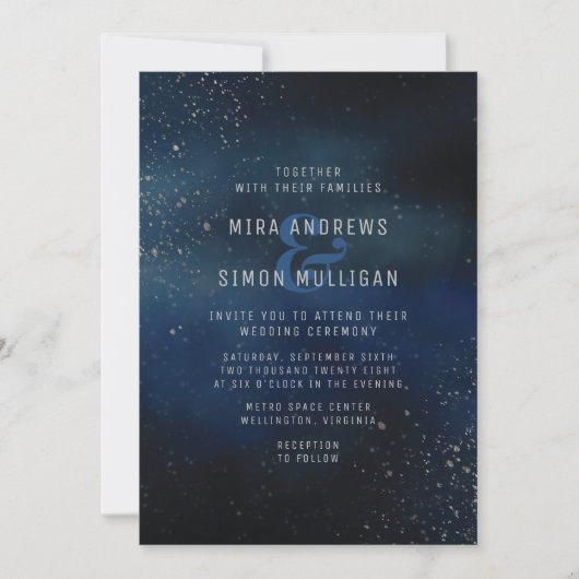 Silver Galaxy Wedding Invitation Kaart (Voorkant)