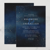 Silver Galaxy Wedding Invitation Kaart (Voorkant / Achterkant)
