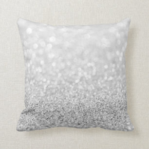 Silver Gay Glitter Sparkly Metallic White Delicate Kussen