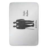 Silver Gay Wedding Grooms met Namen en Datum Badmat (Voorkant Verticaal)