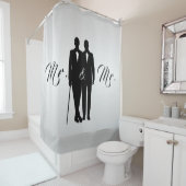 Silver Gay Wedding Grooms met Namen en Datum Douchegordijn (In situ)