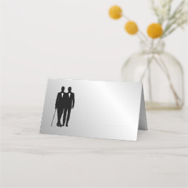 Silver Gay Wedding Grooms met Namen en Datum Plaatskaartje