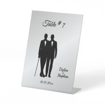 Silver Gay Wedding Grooms met Namen en Datum