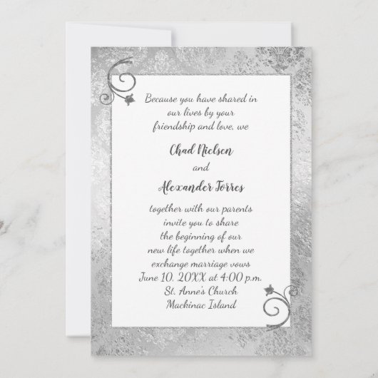 Silver Gay Wedding Uitnodiging (Achterkant)