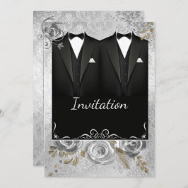 Silver Gay Wedding Uitnodiging