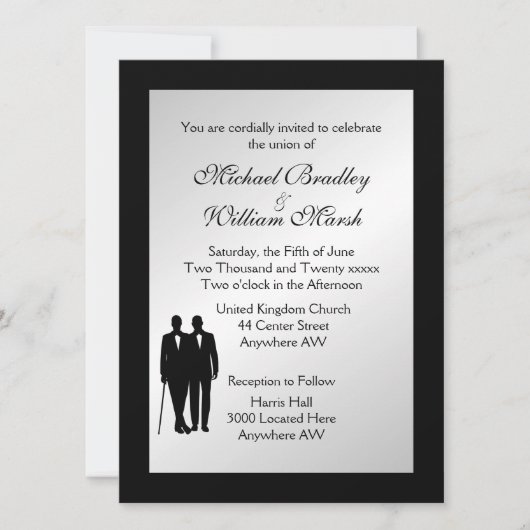 Silver Gay Wedding Uitnodiging (Voorkant)