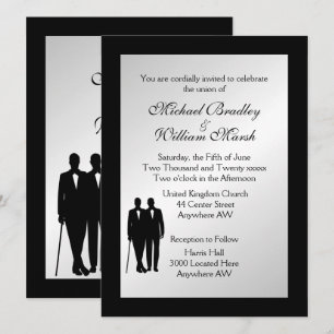 Silver Gay Wedding Uitnodiging