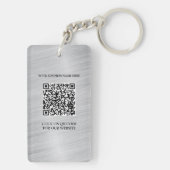 Silver geborsteld Metaal Logo en QR-code Acryl Sleutelhanger (achterkant)