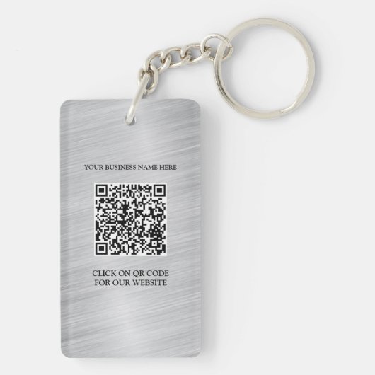 Silver geborsteld Metaal Logo en QR-code Acryl Sleutelhanger (achterkant)