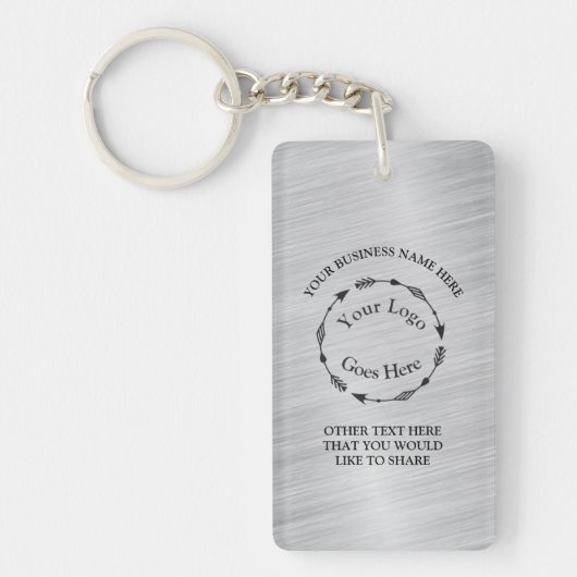Silver geborsteld Metaal Logo en QR-code Acryl Sleutelhanger (Voorkant)