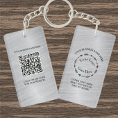 Silver geborsteld Metaal Logo en QR-code Acryl Sleutelhanger