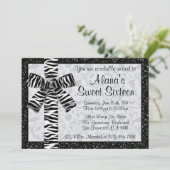 Silver Gedrukte glitter nodigt u uit met Zebra Pri Kaart (Staand voorkant)