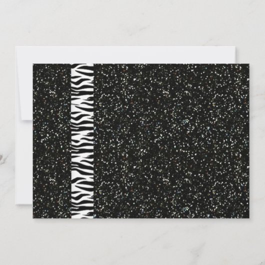 Silver Gedrukte glitter nodigt u uit met Zebra Pri Kaart (Achterkant)
