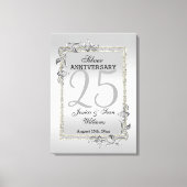 Silver Gem en Glitter 25th Wedding Jubileum Canvas Afdruk (Voorkant)