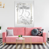 Silver Gem en Glitter 25th Wedding Jubileum Canvas Afdruk (Insitu (Woonkamer))