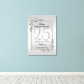 Silver Gem en Glitter 25th Wedding Jubileum Canvas Afdruk (Insitu (Houten vloer))