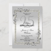 Silver Gem en Glitter 25th Wedding Jubileum Kaart (Voorkant)