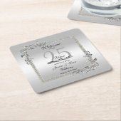 Silver Gem en Glitter 25th Wedding Jubileum Kartonnen Onderzetters (Schuin)
