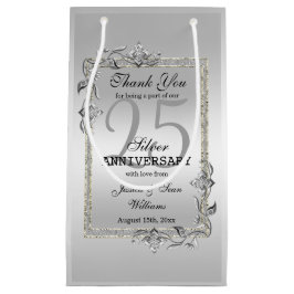 Silver Gem en Glitter 25th Wedding Jubileum Klein Cadeauzakje