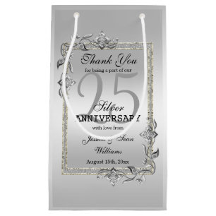 Silver Gem en Glitter 25th Wedding Jubileum Klein Cadeauzakje