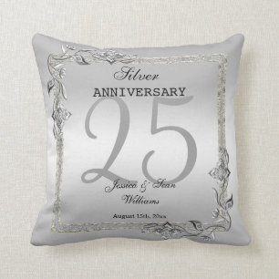 Silver Gem en Glitter 25th Wedding Jubileum Kussen