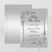 Silver Gem en Glitter 25th Wedding Jubileum Save The Date (Voorkant / Achterkant)