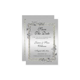 Silver Gem en Glitter 25th Wedding Jubileum Save The Date