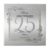 Silver Gem en Glitter 25th Wedding Jubileum Tegeltje (Voorkant)