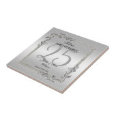 Silver Gem en Glitter 25th Wedding Jubileum Tegeltje (Zijkant)
