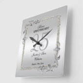 Silver Gem en Glitter 25th Wedding Jubileum Vierkante Klok (Hoek)