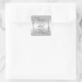 Silver Gem en Glitter 25th Wedding Jubileum Vierkante Sticker (Tas)