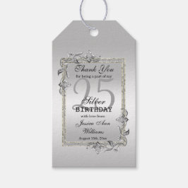 Silver Gem & Glitter 25th Birthday Party Cadeaulabel
