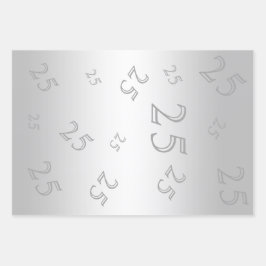 Silver Gem & Glitter 25th Birthday Party Inpakpapier Vel