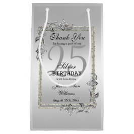 Silver Gem & Glitter 25th Birthday Party Klein Cadeauzakje