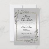 Silver Gem & Glitter 25th Birthday Party Save The Date (Voorkant)