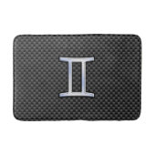 Silver Gemini Sign on Charcoal Carbon Fiber Print Badmat (Voorkant)