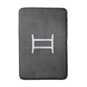 Silver Gemini Sign on Charcoal Carbon Fiber Print Badmat (Voorkant Verticaal)