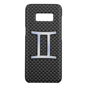 Silver Gemini Sign on Charcoal Carbon Fiber Print Case-Mate Samsung Galaxy S8 Hoesje