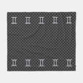 Silver Gemini Sign on Charcoal Carbon Fiber Print Fleece Deken (Voorkant (Horizontaal))