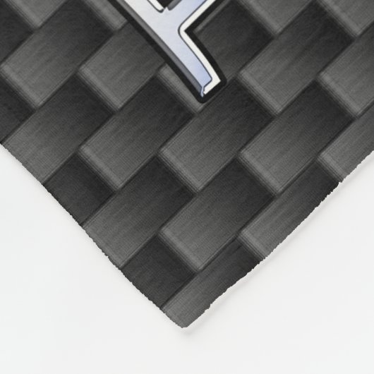 Silver Gemini Sign on Charcoal Carbon Fiber Print Fleece Deken (Hoek)