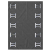 Silver Gemini Sign on Charcoal Carbon Fiber Print Tafelkleed (Voorkant)