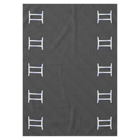 Silver Gemini Sign on Charcoal Carbon Fiber Print Tafelkleed (Voorkant)