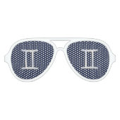 Silver Gemini Zodiac Sign Blue Carbon Fiber Print Aviator Zonnebril (Voorkant)