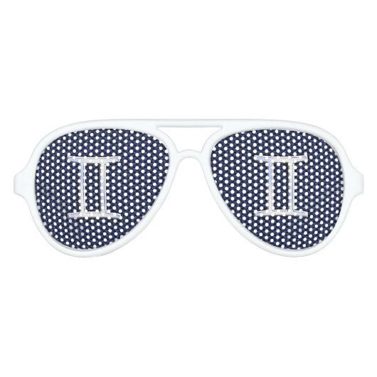 Silver Gemini Zodiac Sign Blue Carbon Fiber Print Aviator Zonnebril (Voorkant)