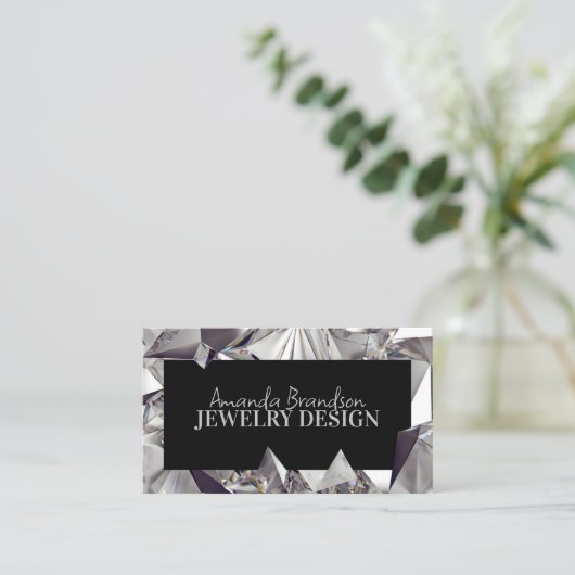 Silver Gemstone Diamond Jeweler Design Visitekaartje (Staand voorkant)