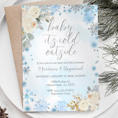Silver Gender Neutral Winter Baby shower Invite Kaart