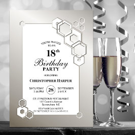 Silver Geometric 18th Birthday Party Kaart